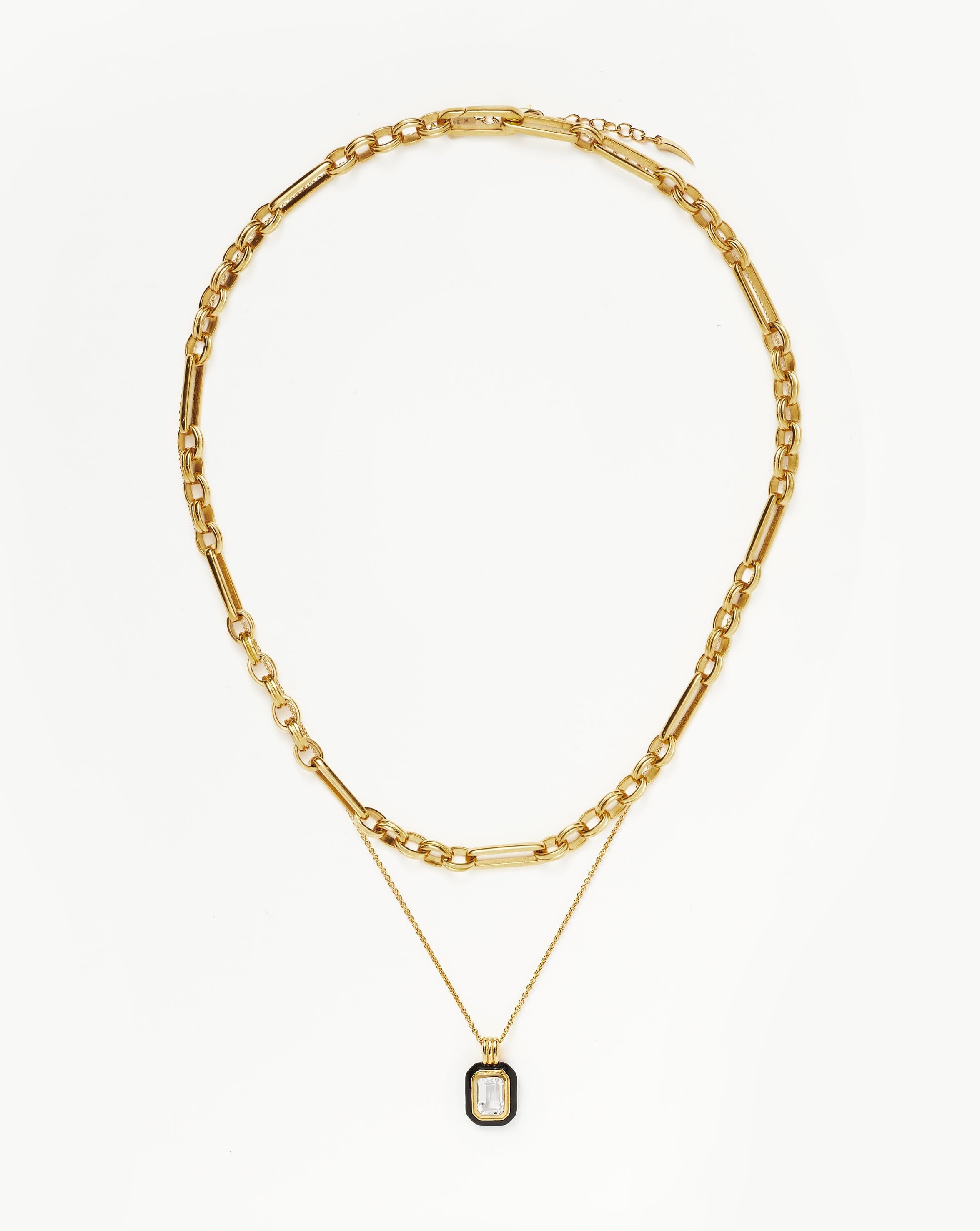 Axiom & Enamel Necklace Set Layering Sets Missoma 18ct Gold Plated Vermil/Crystal Quartz 