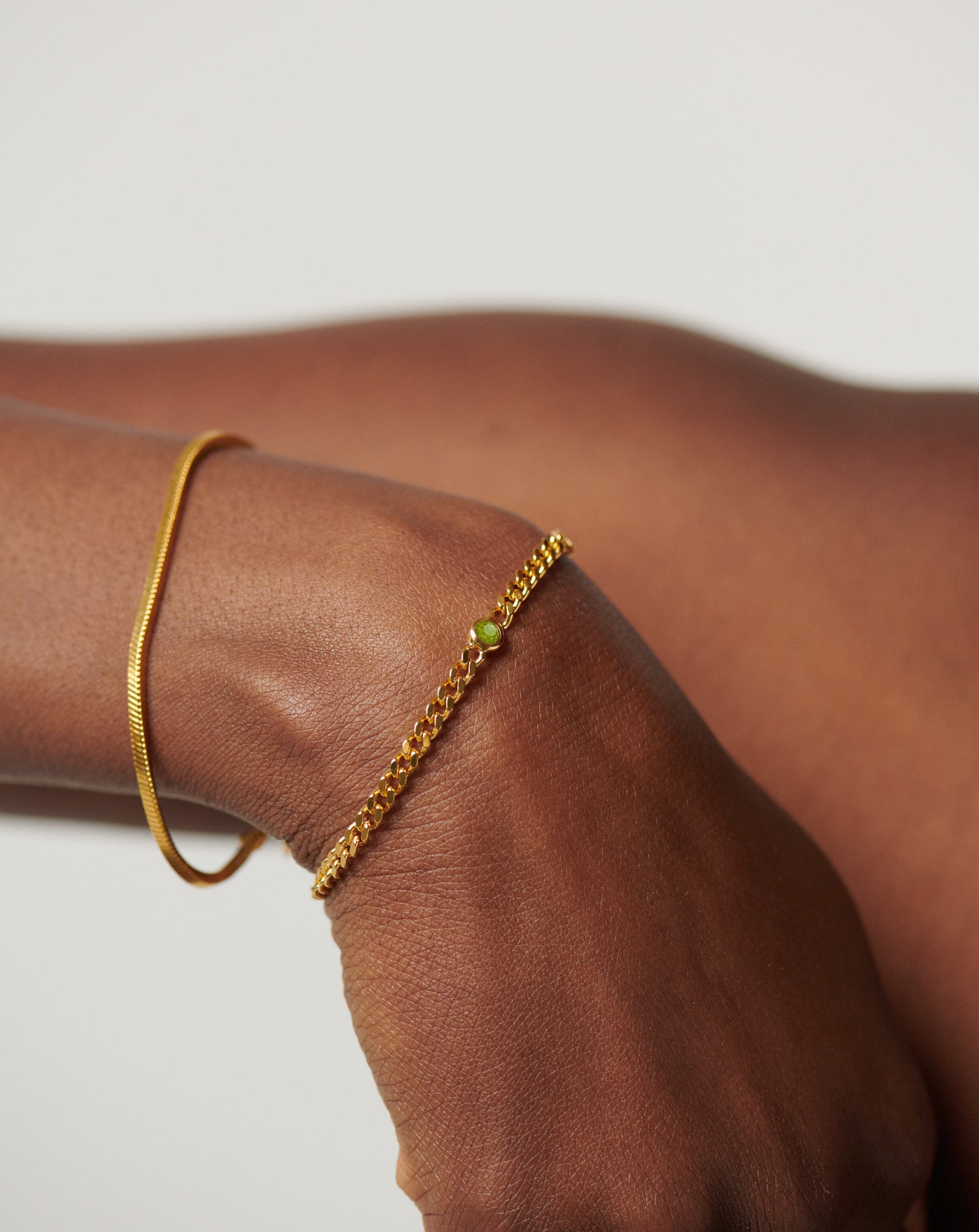 Birthstone Chain Bracelet - August | 18ct Gold Plated Vermeil/Peridot Bracelets Missoma 