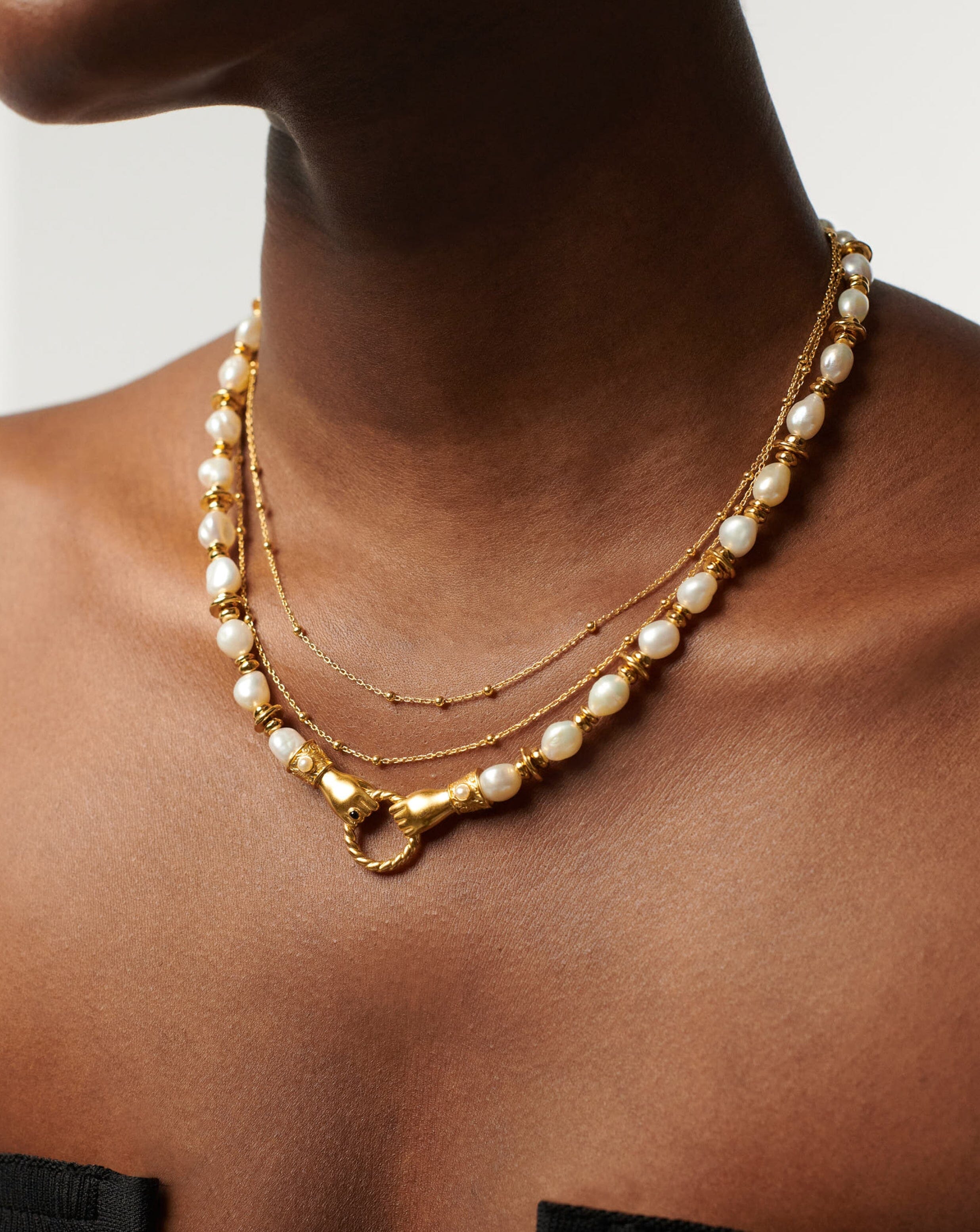 Harris Reed In Good Hands Chunky Beaded Gemstone Necklace | 18ct Gold Plated/Pearl Necklaces Missoma 