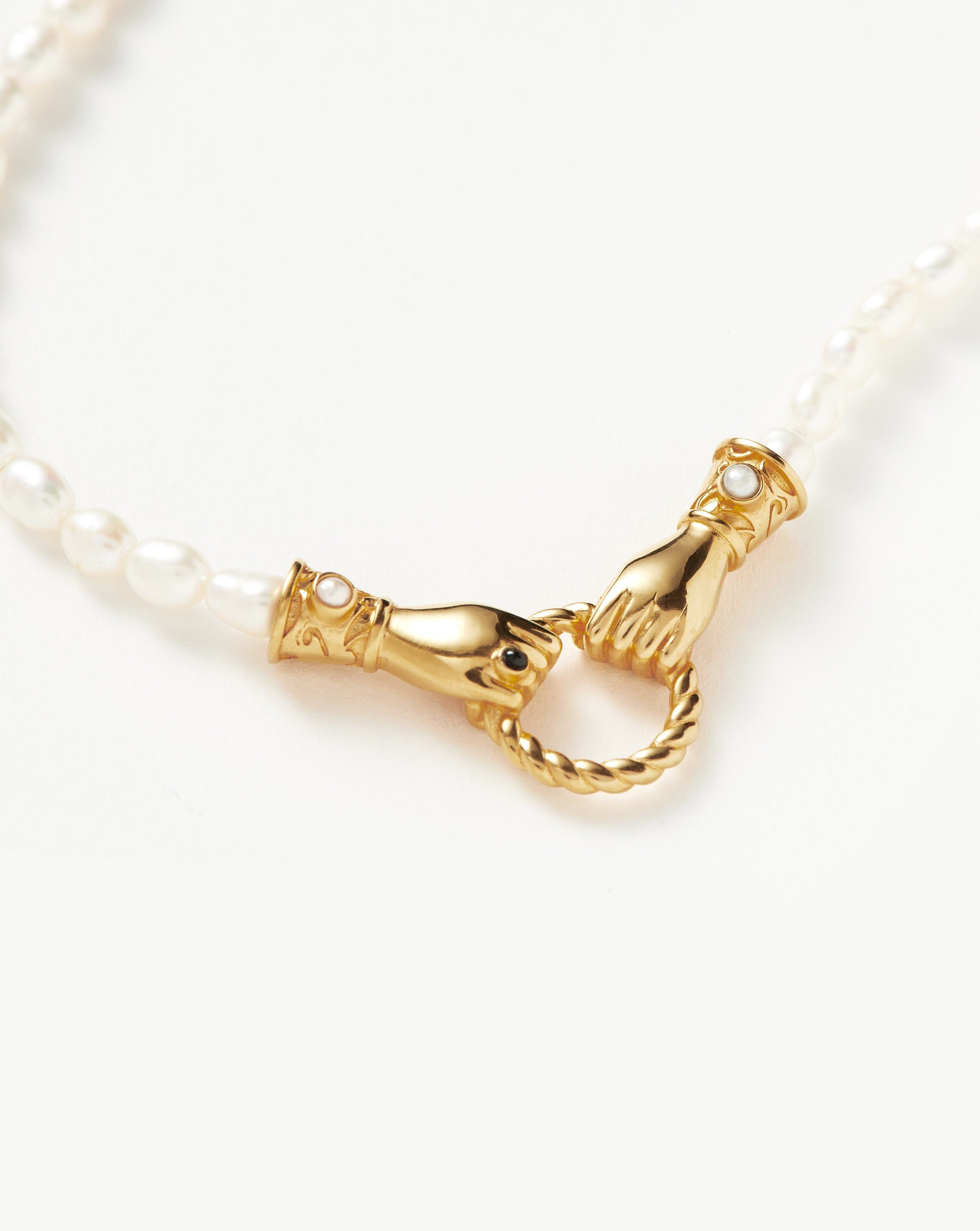 Harris Reed In Good Hands Pearl Necklace | 18ct Gold Plated/Pearl & Black Onyx Necklaces Missoma 
