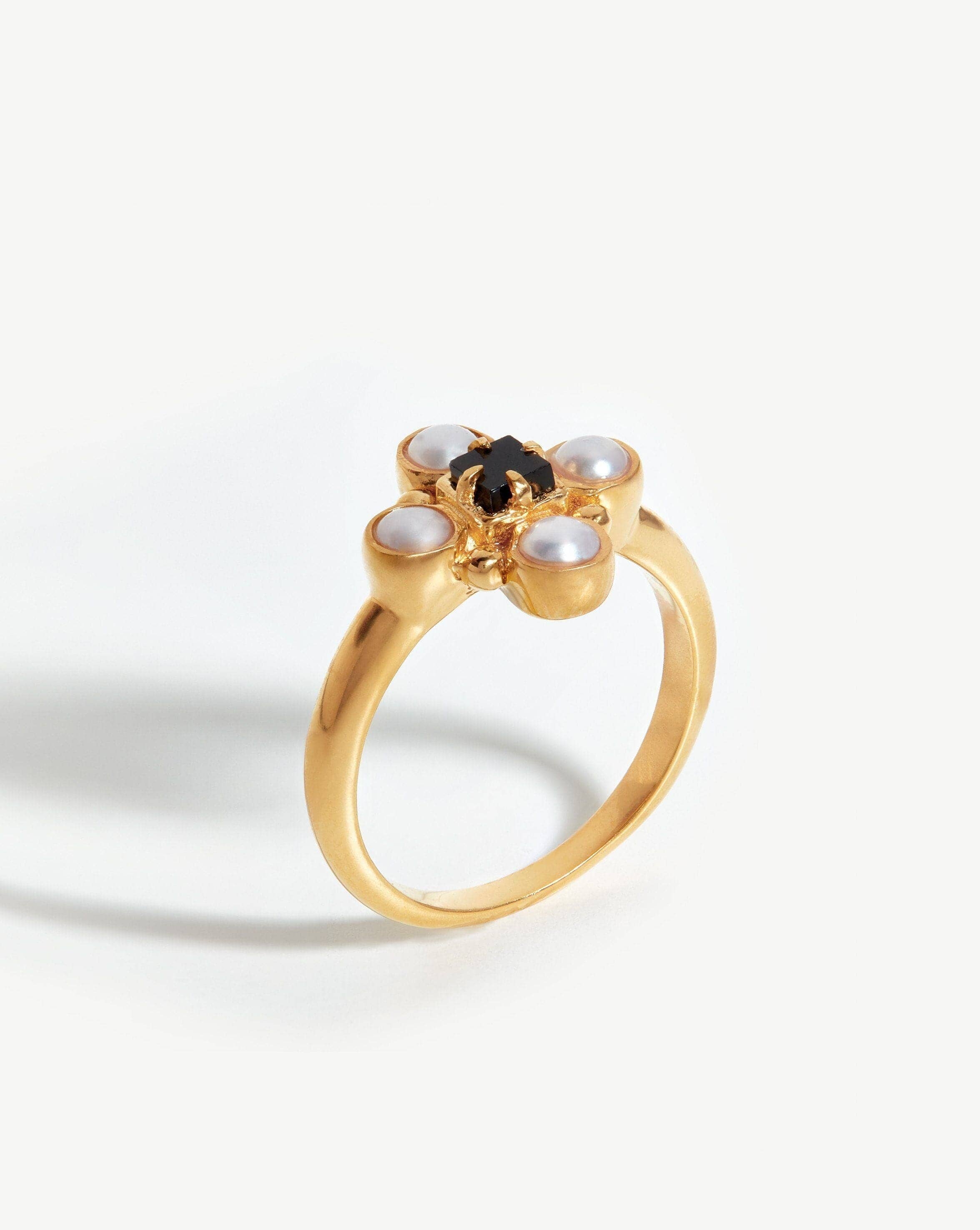 Harris Reed Quartet Ring | 18ct Gold Plated Vermeil/Pearl & Black Onyx Rings Missoma 