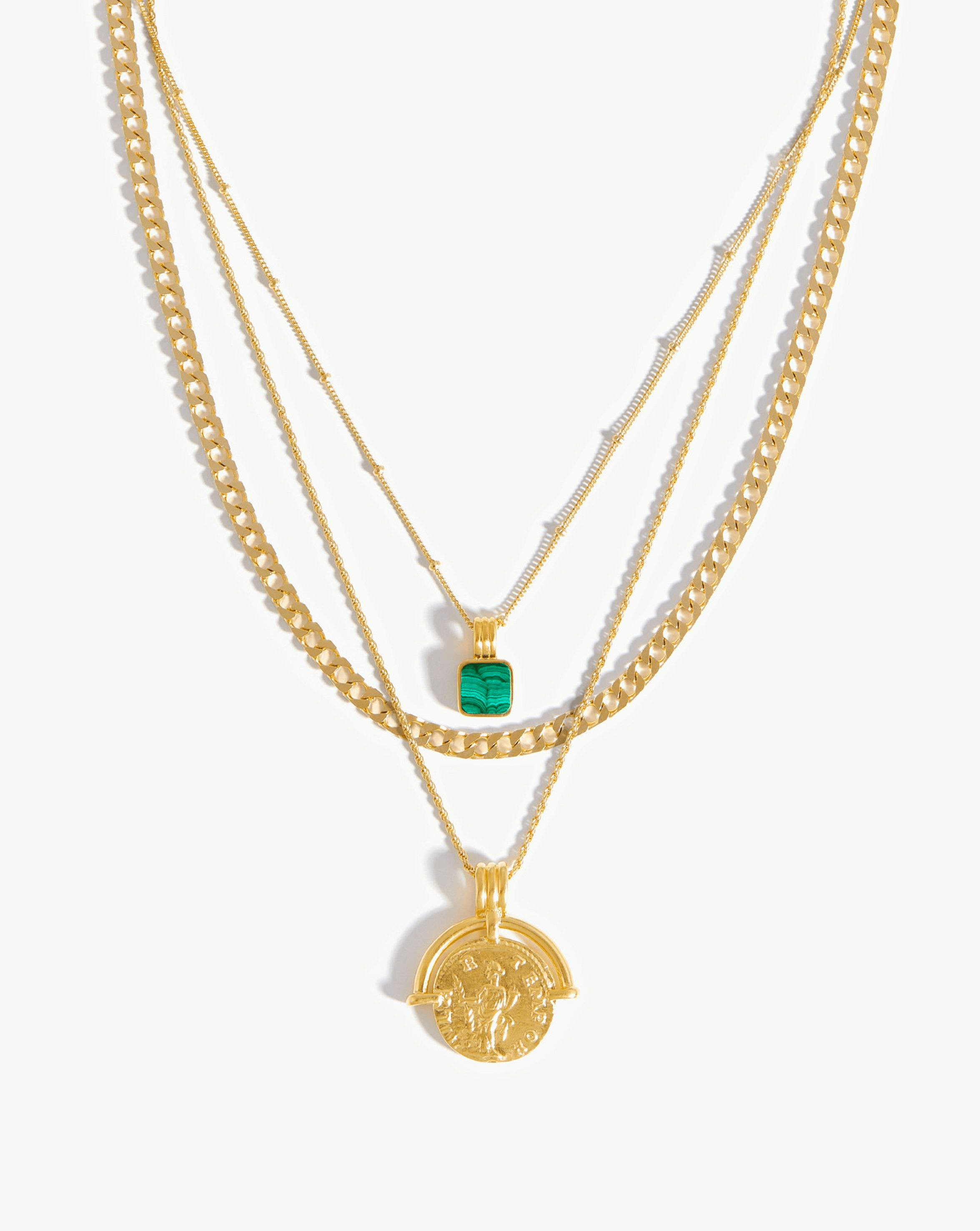 Lucy Williams Roman Coin Malachite Necklace Set | 18ct Gold Plated Vermeil/Malachite Necklaces Missoma 