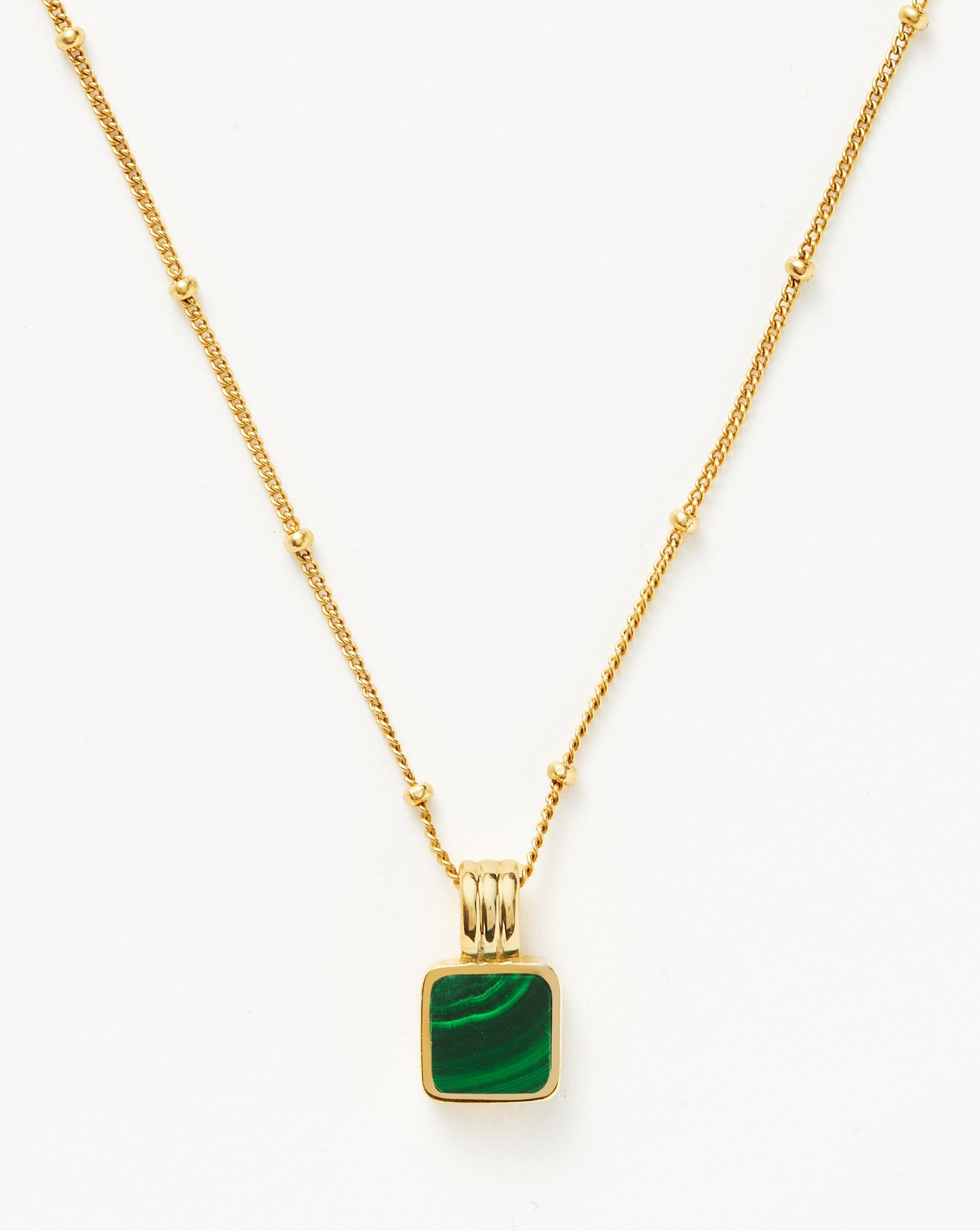 Lucy Williams Square Malachite Necklace | 18ct Gold Plated Vermeil/Malachite Necklaces Missoma 