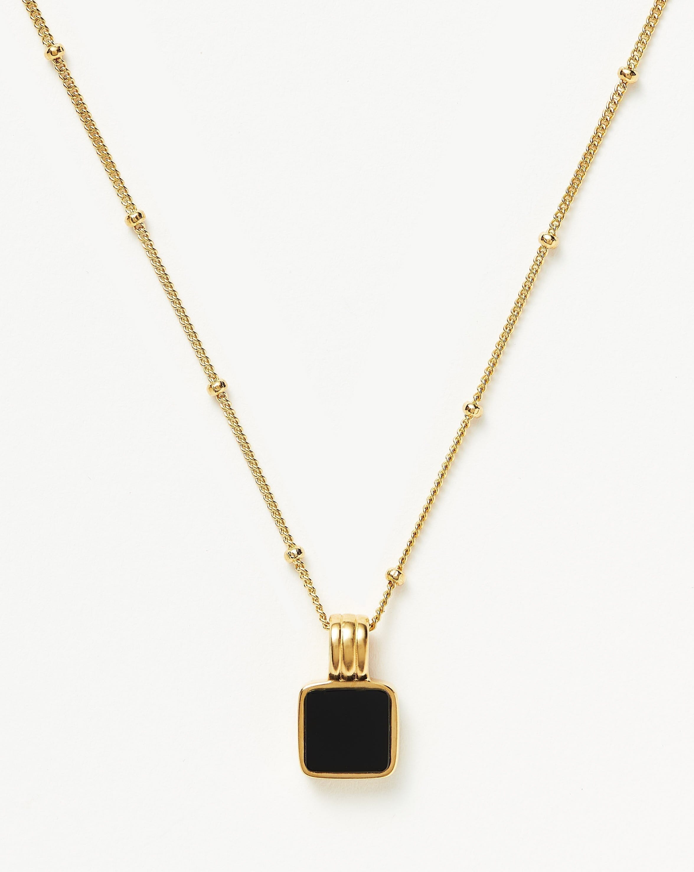 Lucy Williams Square Onyx Gemstone Necklace | 18ct Gold Plated Vermeil/Black Onyx Necklaces Missoma 