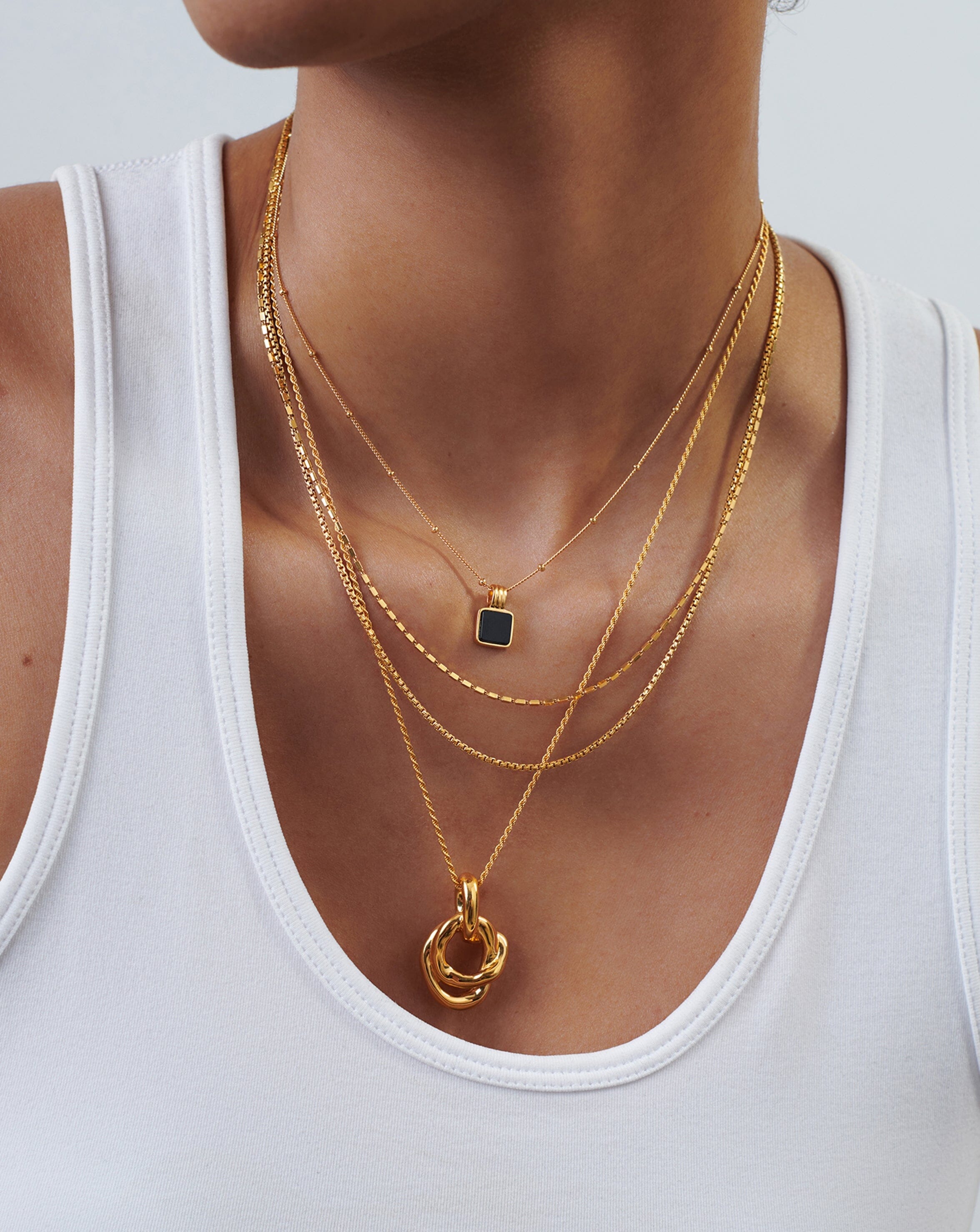 Lucy Williams Square Onyx Gemstone Necklace | 18ct Gold Plated Vermeil/Black Onyx Necklaces Missoma 