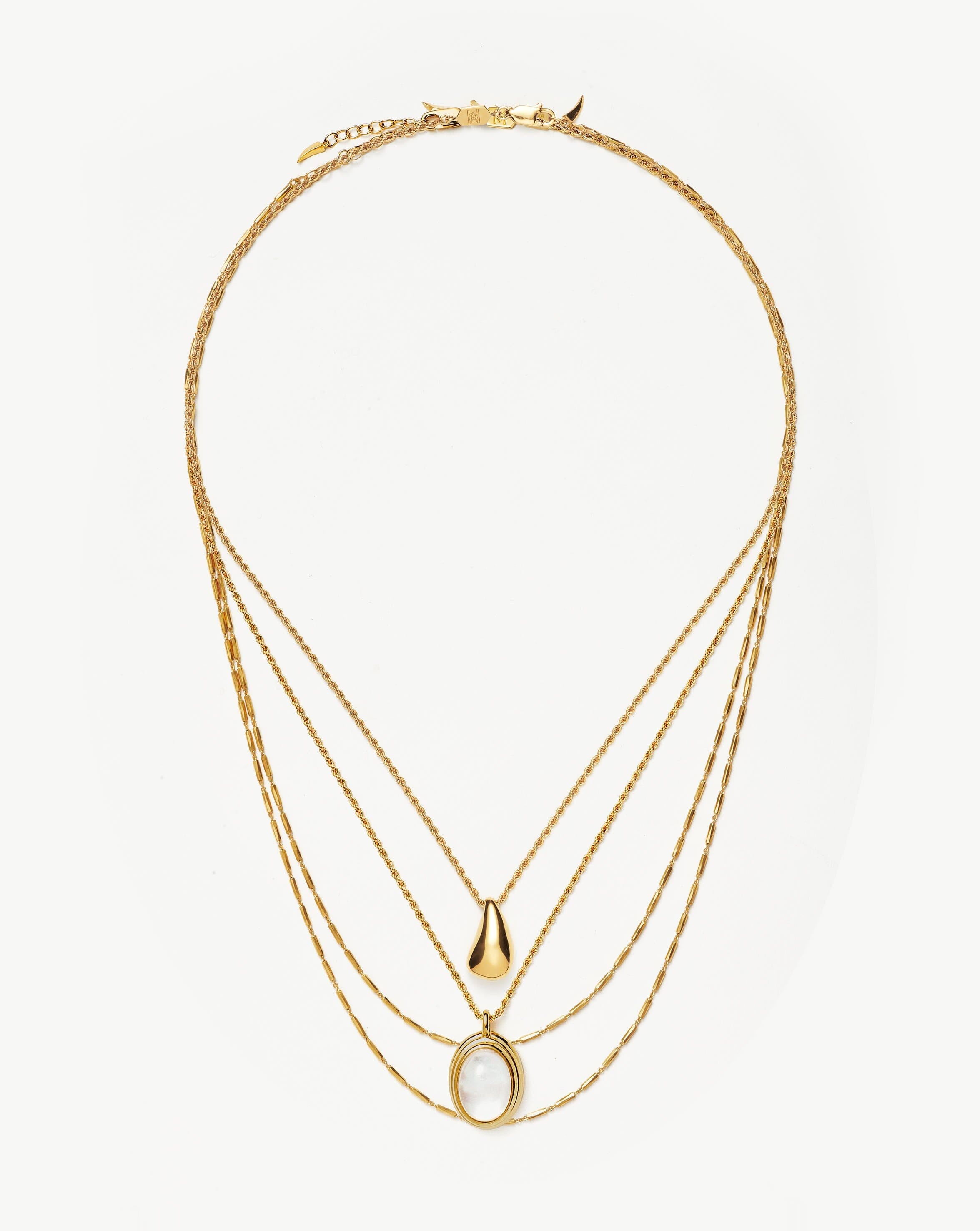 Signature Savi Trio Necklace Set Layering Sets Missoma 18ct Gold Plated Vermeil/Mother of Pearl 