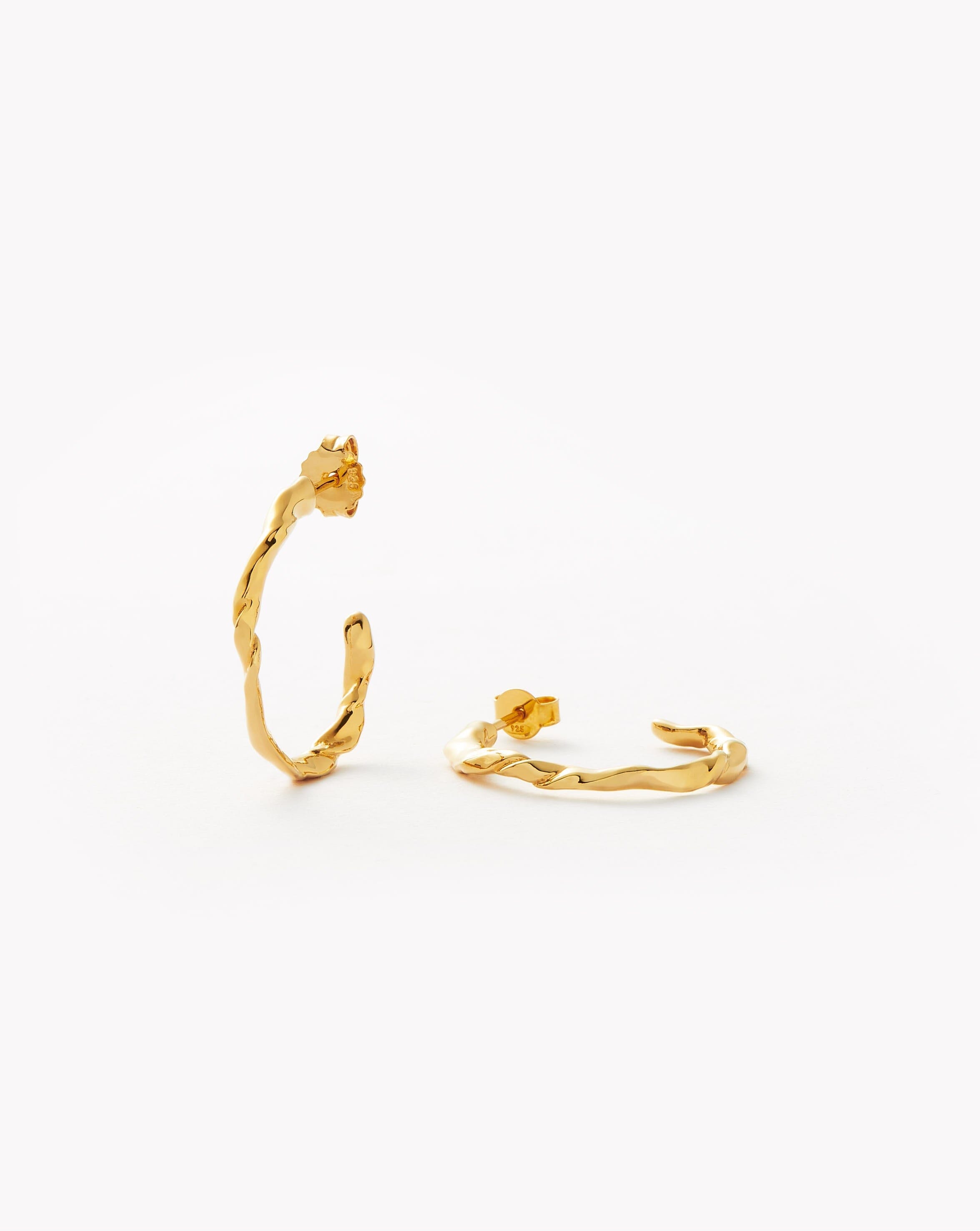 Twisted Medium Hoop Earrings | 18ct Gold Plated Vermeil Earrings Missoma 
